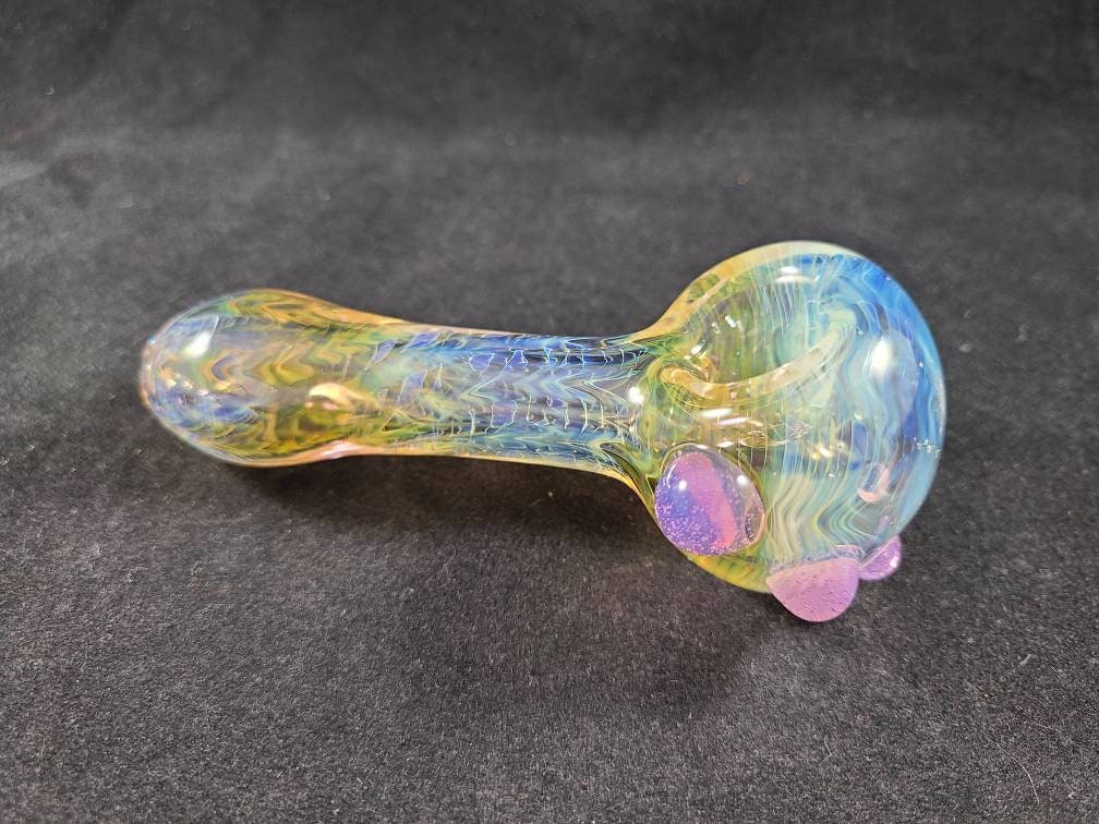 Rainbow Fume Pipe / Gold and Silver Fume / Color Changing / Glass Smoking Bowl