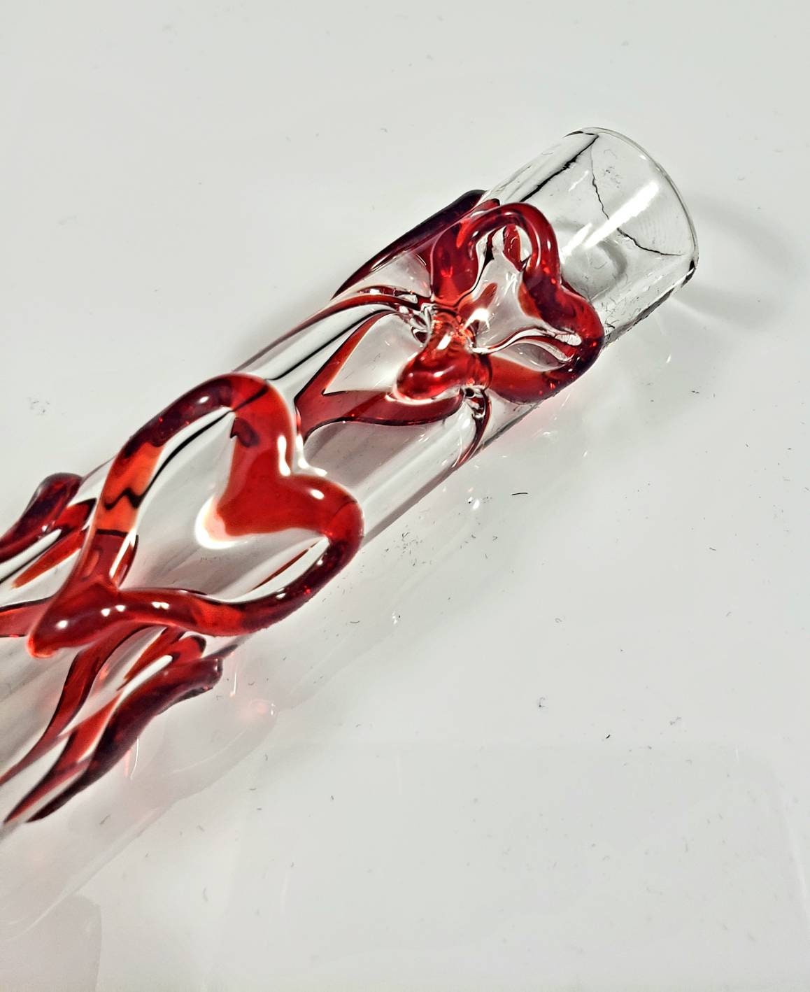 Heart Glass Pipe / Handmade Glass / Cute Glass Smoking Pipe / Valentine Glass / Heart Bowl / Glass Pipe / Smoking Bowl / Heart / Red / Clear