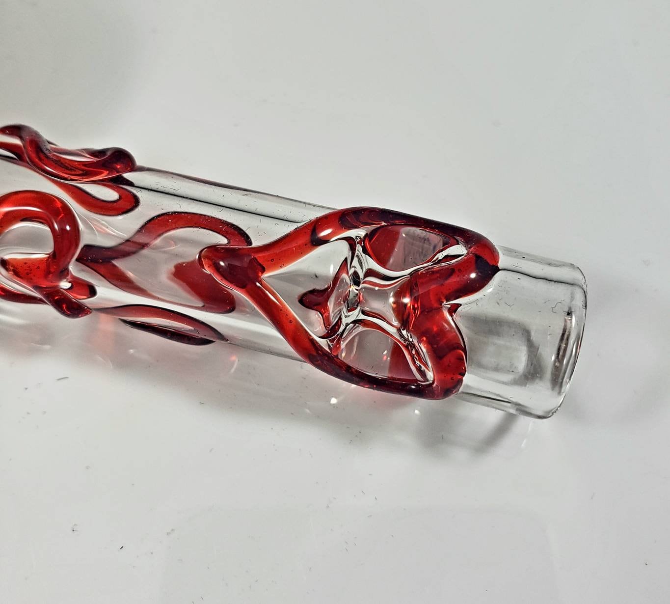 Heart Glass Pipe / Handmade Glass / Cute Glass Smoking Pipe / Valentine Glass / Heart Bowl / Glass Pipe / Smoking Bowl / Heart / Red / Clear
