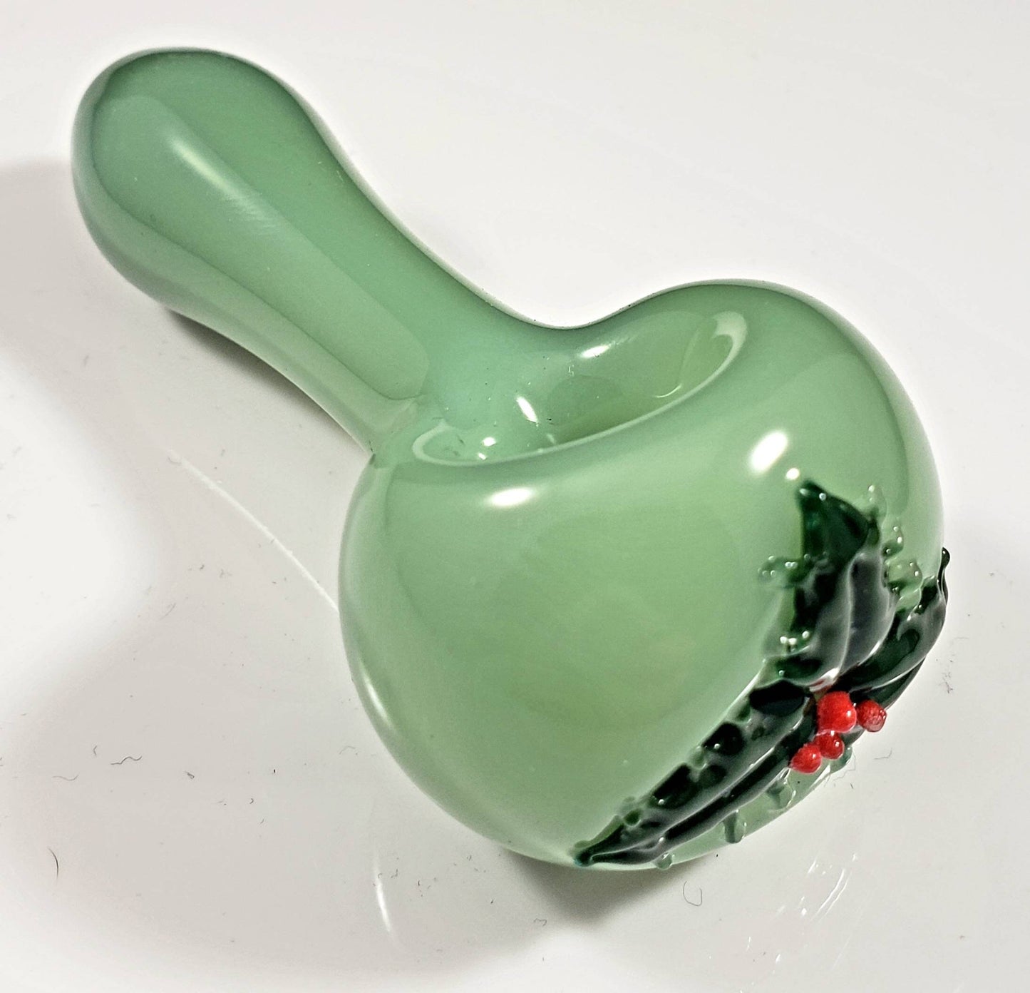 Holly Glass Pipe / Holiday Bowl / Christmas Pipe / Smoking Bowl / Glass Pipe / Christmas / Holiday / Mistletoe / Green