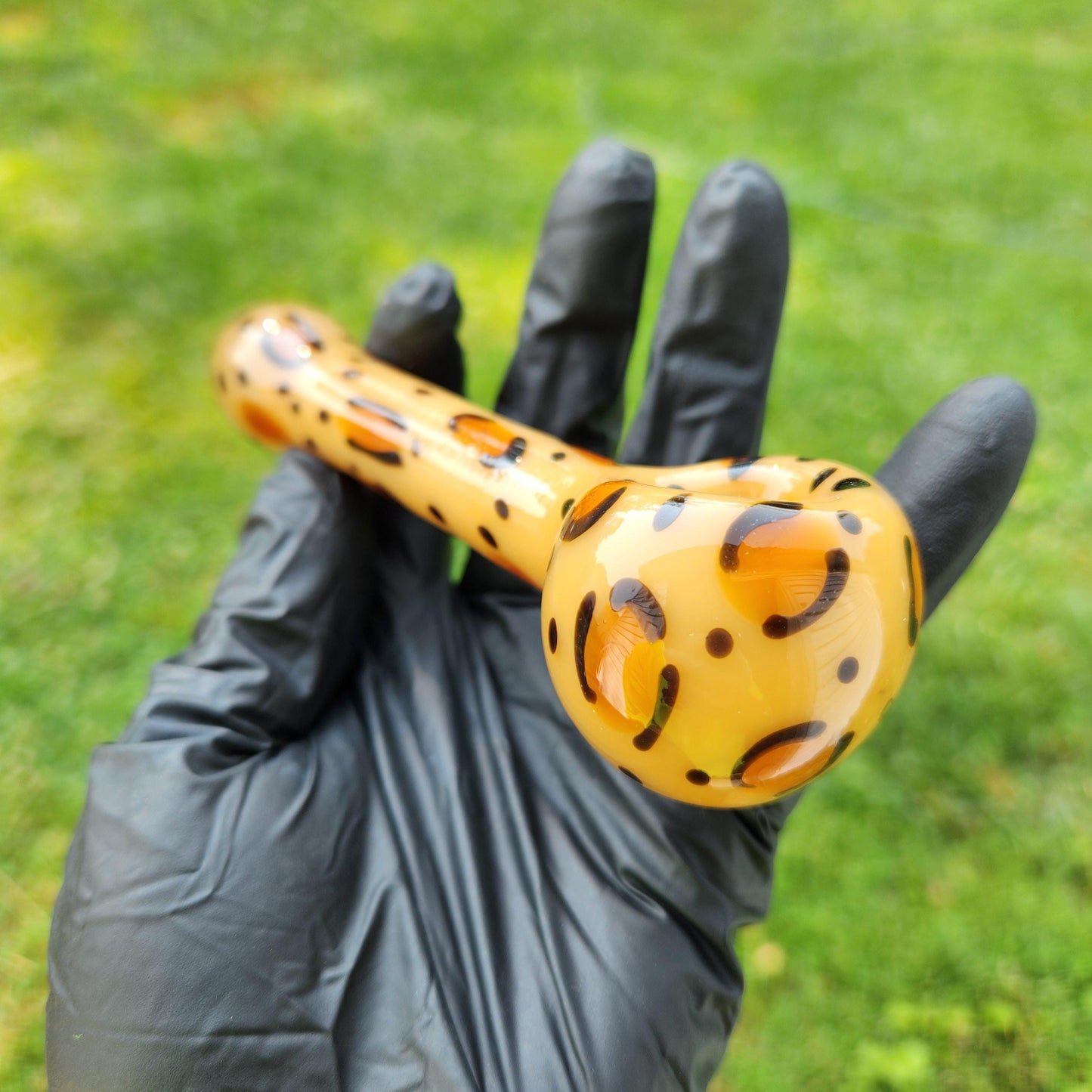 Leopard Print Glass Pipe – 4” Animal Print Hand Pipe – Bold Cheetah Pattern Glass Smoking Pipe / Glass Smoking Bowl / Big Cat / Kitty