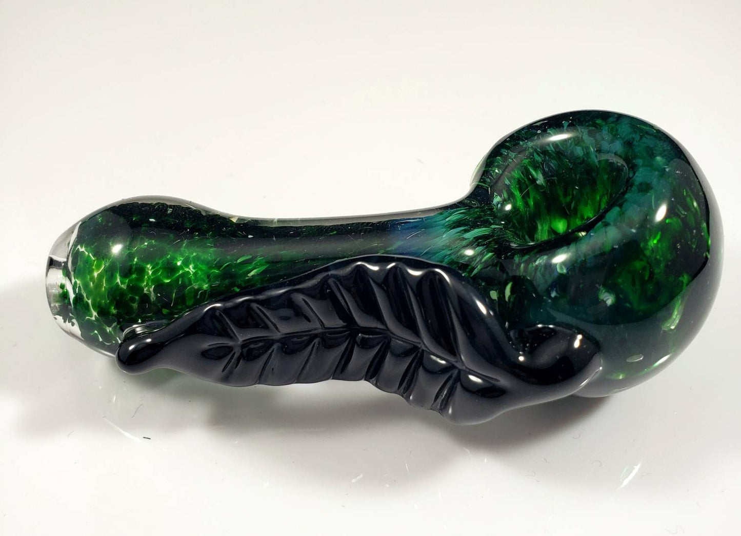 Leaf Glass Pipe / Leafy Bowl / Glass Pipe / Smoking Bowl / Green / Blue