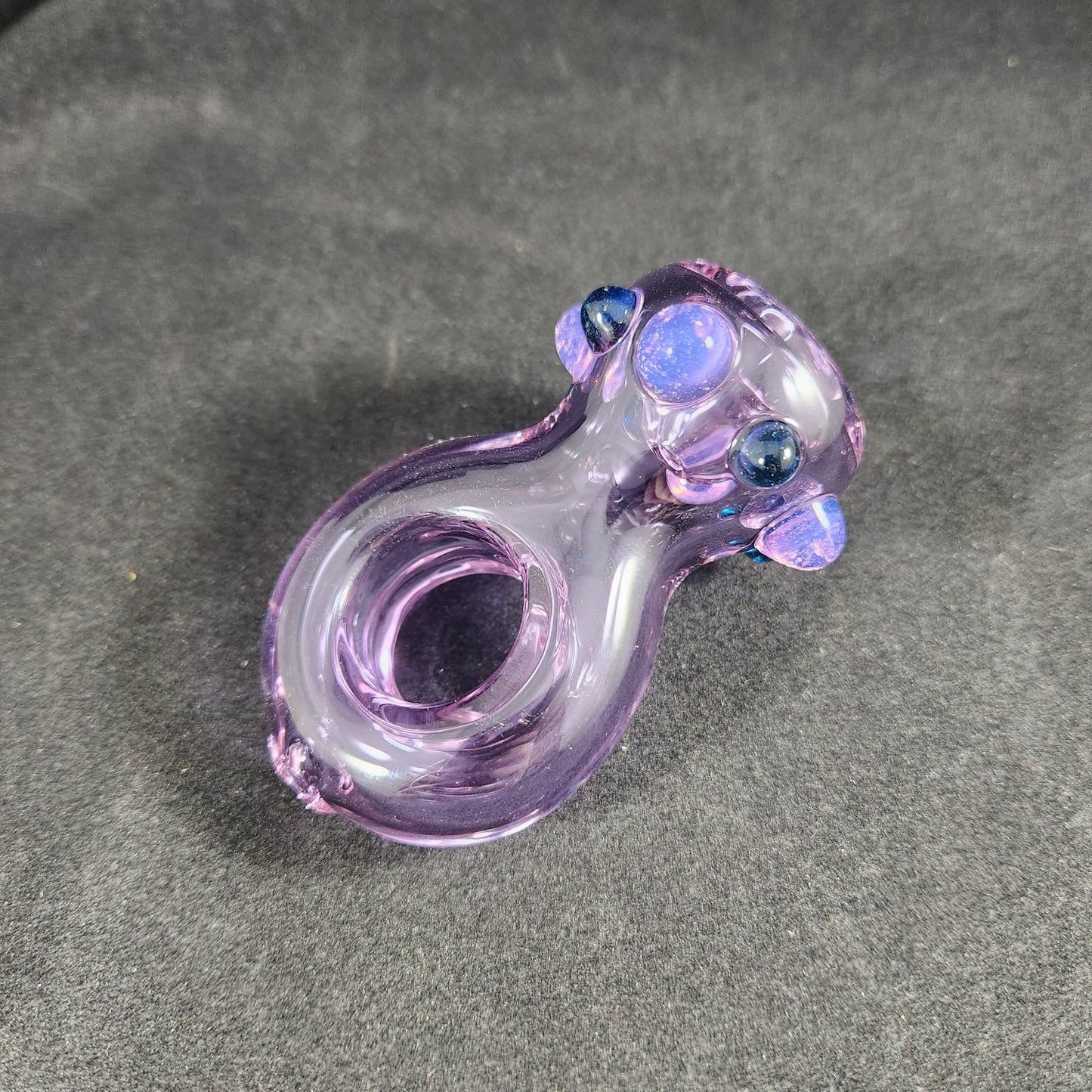 Promise Ring Glass Pipe – Pink Ring Shape with Rainbow Dots – 1” Finger Hole, Only Smoke With You, Couple’s Glass Art