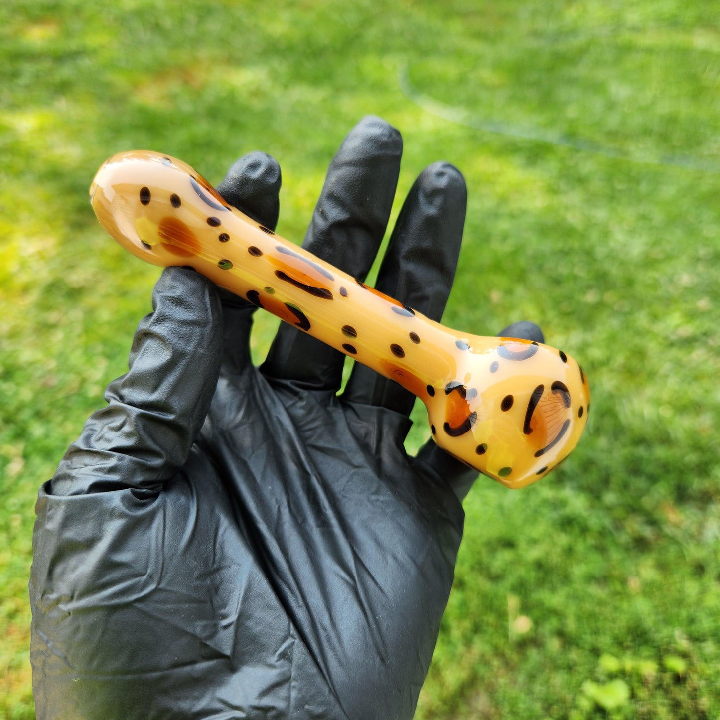 Leopard Print Glass Pipe – 4” Animal Print Hand Pipe – Bold Cheetah Pattern Glass Smoking Pipe / Glass Smoking Bowl / Big Cat / Kitty