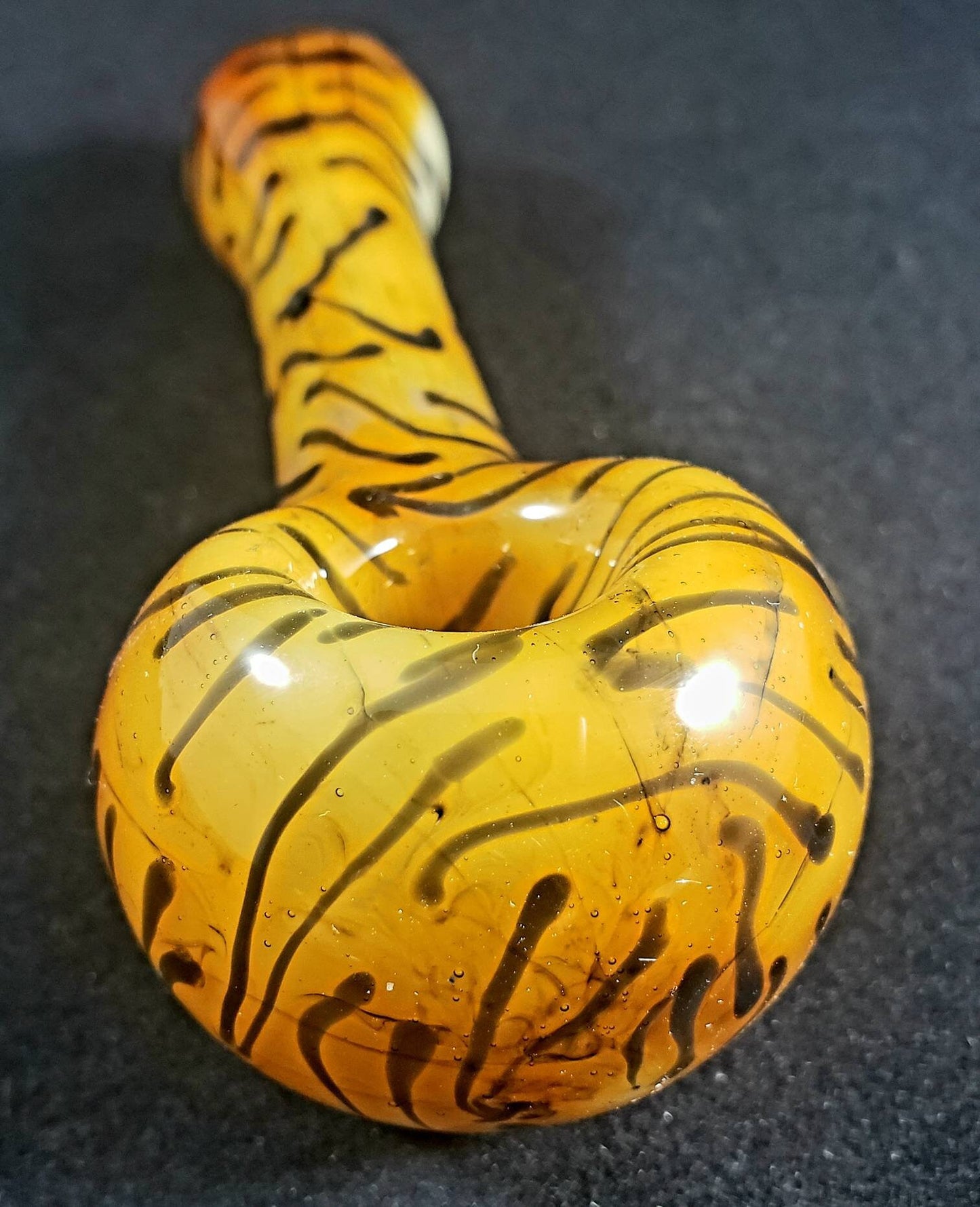 Tiger Stripe Bowl / Tiger Print Glass Pipe / Animal Print Pipe / Animal Print / Kitty / Big Cat / Orange and Black