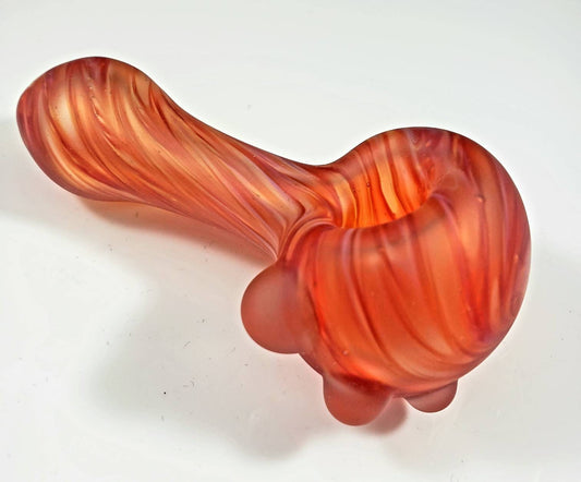 Red Sandblasted Glass Pipe / Red Bowl / Sandblasted Glass Pipe / Smoking Bowl / Sandblasted / Red