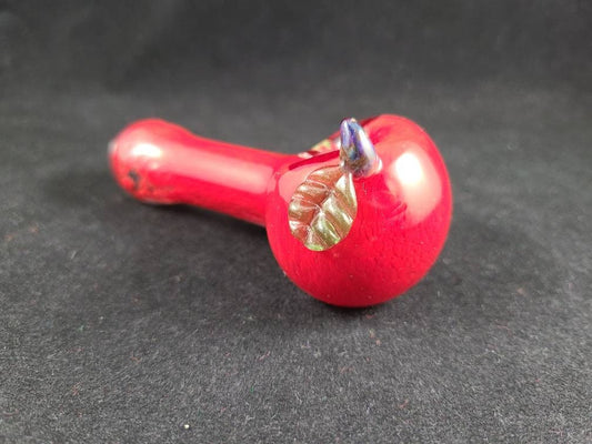 Red Apple Pipe / Glass Smoking Bowl / Red Frit Pipe