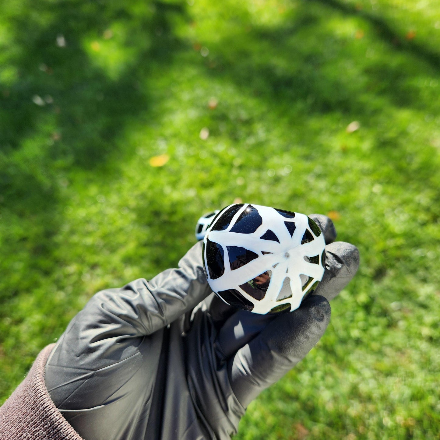 Black Spider Web Glass Pipe – 4” Handcrafted Art Piece with White Web Design – Gothic, Halloween, or Spooky Vibes