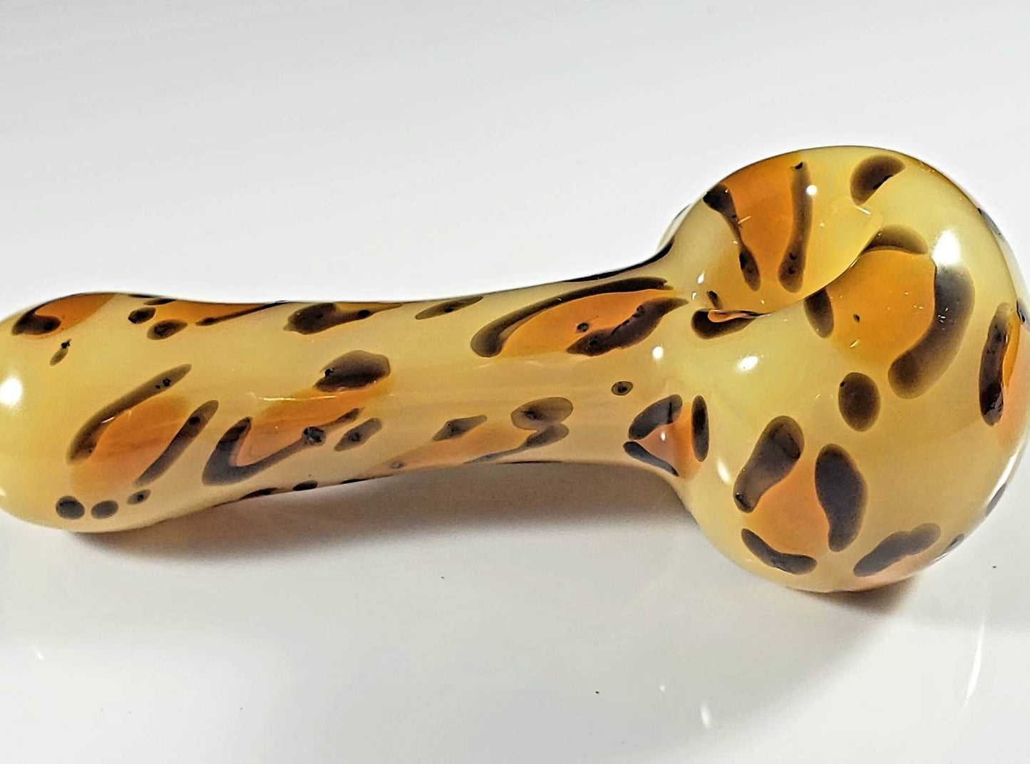 Leopard Print Glass Pipe – 4” Animal Print Hand Pipe – Bold Cheetah Pattern Glass Smoking Pipe / Glass Smoking Bowl / Big Cat / Kitty