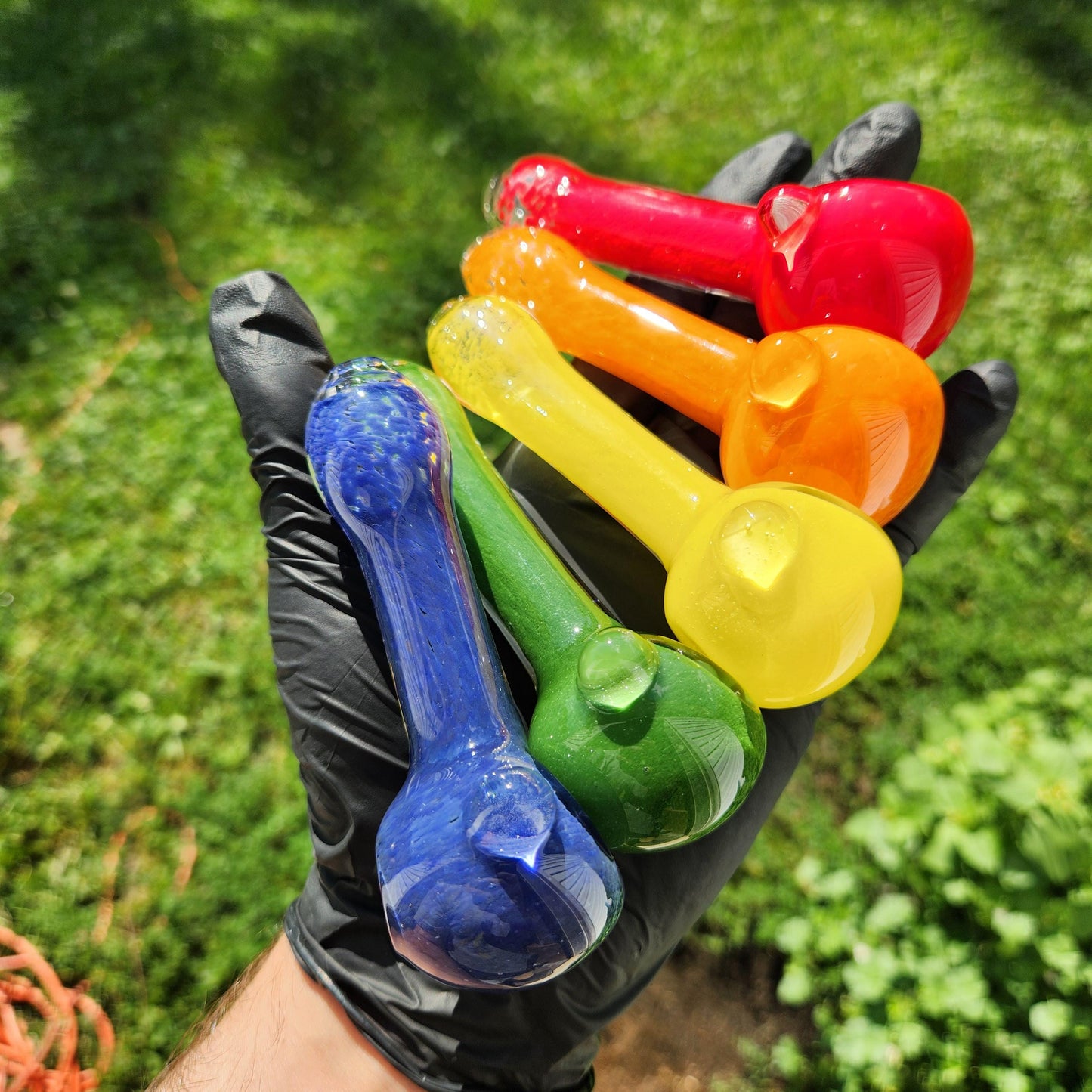 Solid Color Frit Glass Pipe | Choose from 10 Colors | Hand-Blown Spoon Pipe | Vibrant Single Color Bowl | Customizable Rainbow Glass Piece