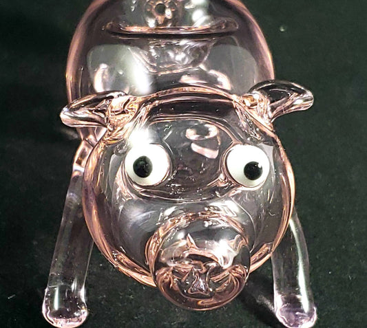 Pink Pig Glass Pipe | Fully Sculpted 4–5" Hand Blown Animal Pipe with Face & Feet | Cute Functional Art | Pig Shaped Smoking Bowl