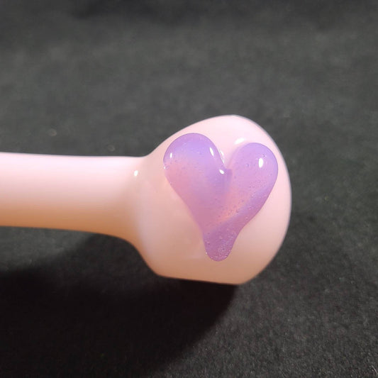 Purple Heart Pipe / Pink Glass Smoking Bowl / Valentine / Love / Girly