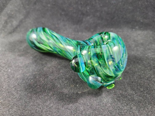 Green Double Layer Spiral Pipe / Blue Glass Smoking Pipe