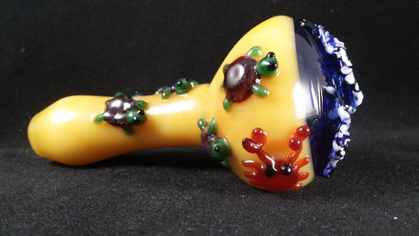 Turtle hatchling pipe / crabby Beach glass / scultped waves / smoking bowl / ocean