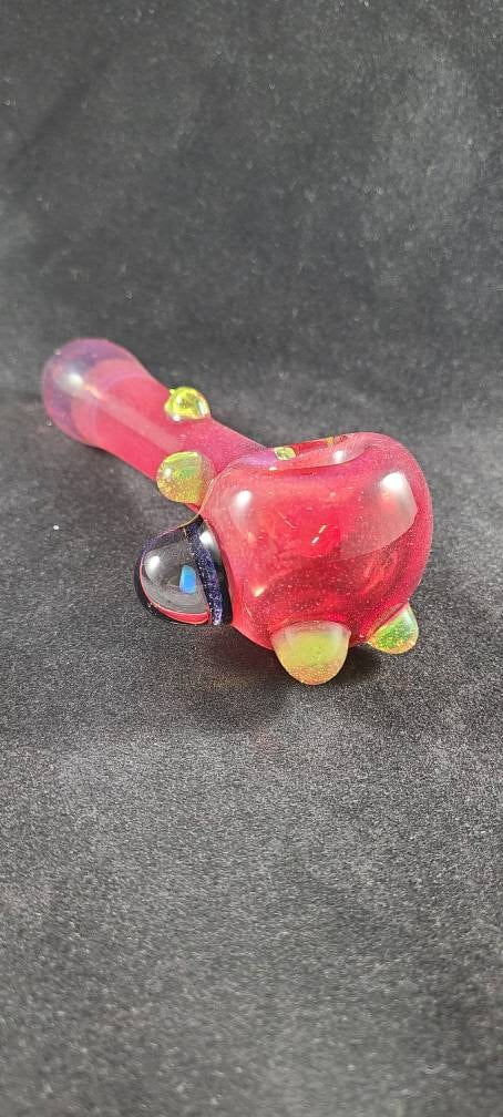 Pink Glass Frit Pipe / Glass Smoking Bowl / Opal / Space Galaxy Glass / Stars /