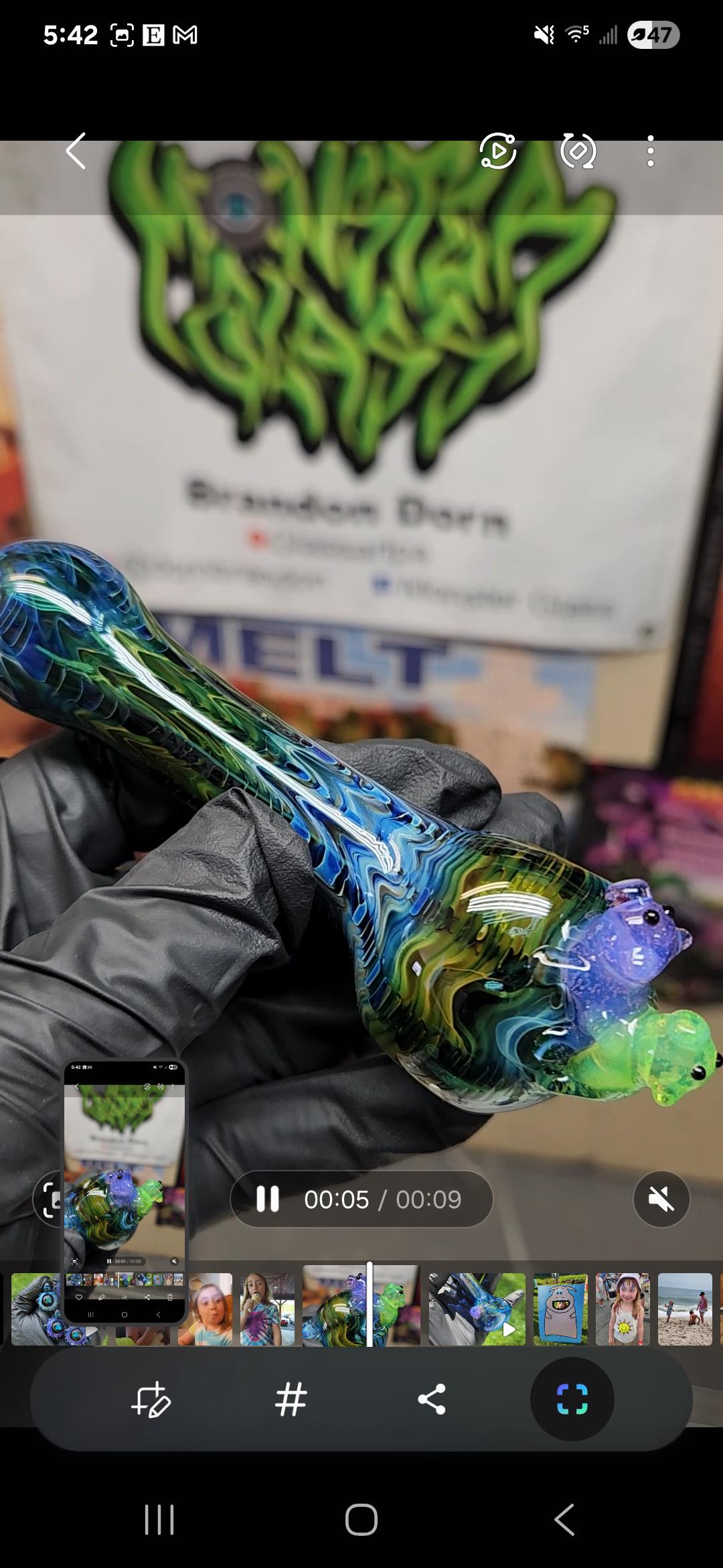 Makin' Bacon Pigs Black Glass Pipe | Pink and Green Slime Pigs | Gold & Silver Fumed Dots | Funny Hand Blown Art Pipe | 4–5" Unique Bowl