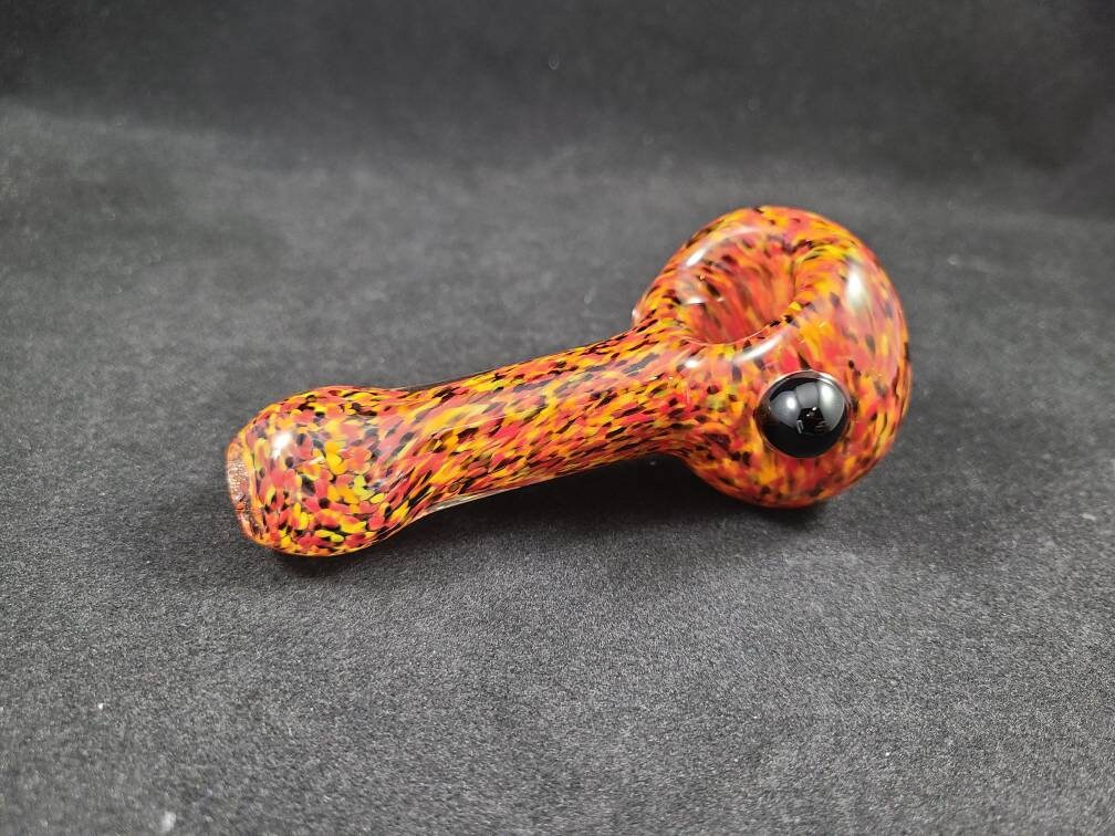 Fire Frit Pipe / Flame / Red / Orange / Yellow / Black / Glass Smoking Bowl