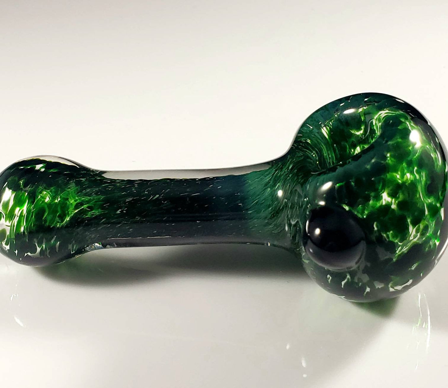 Experimental Green Frit Pipe / Smoking Bowl / Green Glass Pipe / Handmade Glass Pipe / Tobacco Pipe / Hand Pipe / Dark Green Glass