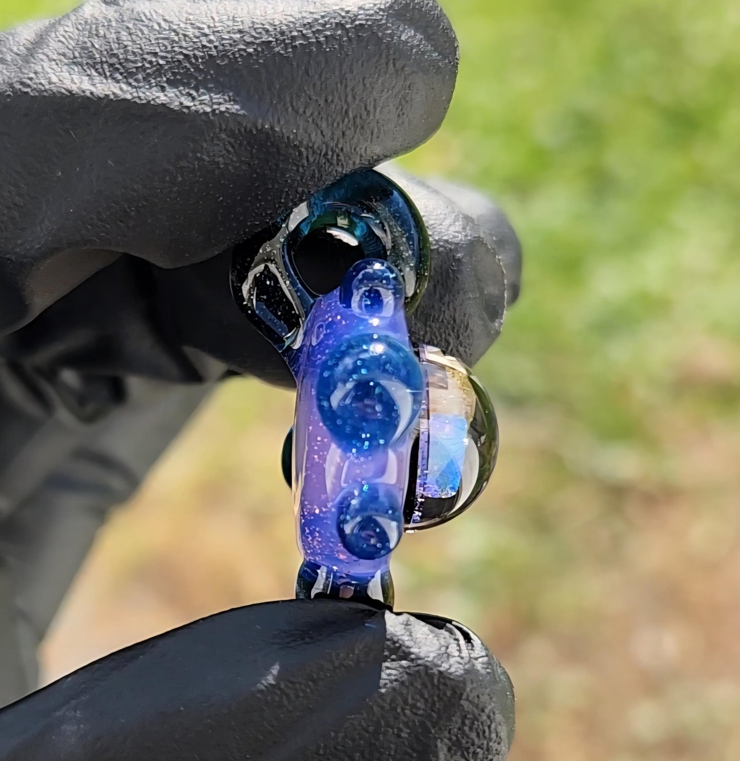 Space Galaxy Opal Necklace / Glass Pendant / Purple Blue / Sparkle Glass / Universe / Stars / Jewelry / Art / Space Glass / Glass Galaxy