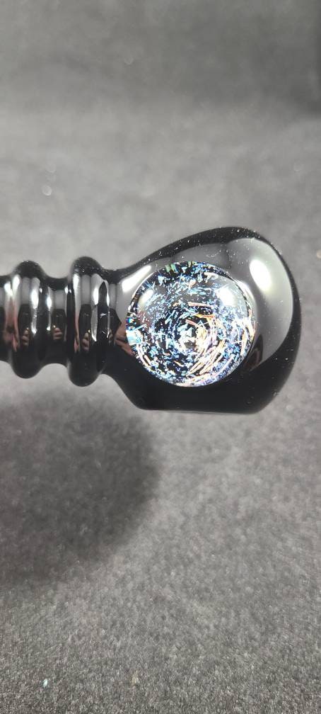 Galaxy Pipe / Space Glass / Glass Smoking Bowl / Dichroic Vortex / Black / Sparkle