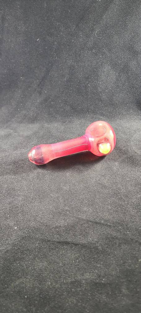 Pink Red Frit Glass Pipe | 4-5" Hand Blown Smoking Bowl | Vibrant Color Shift | Unique Artistic Glass Pipe