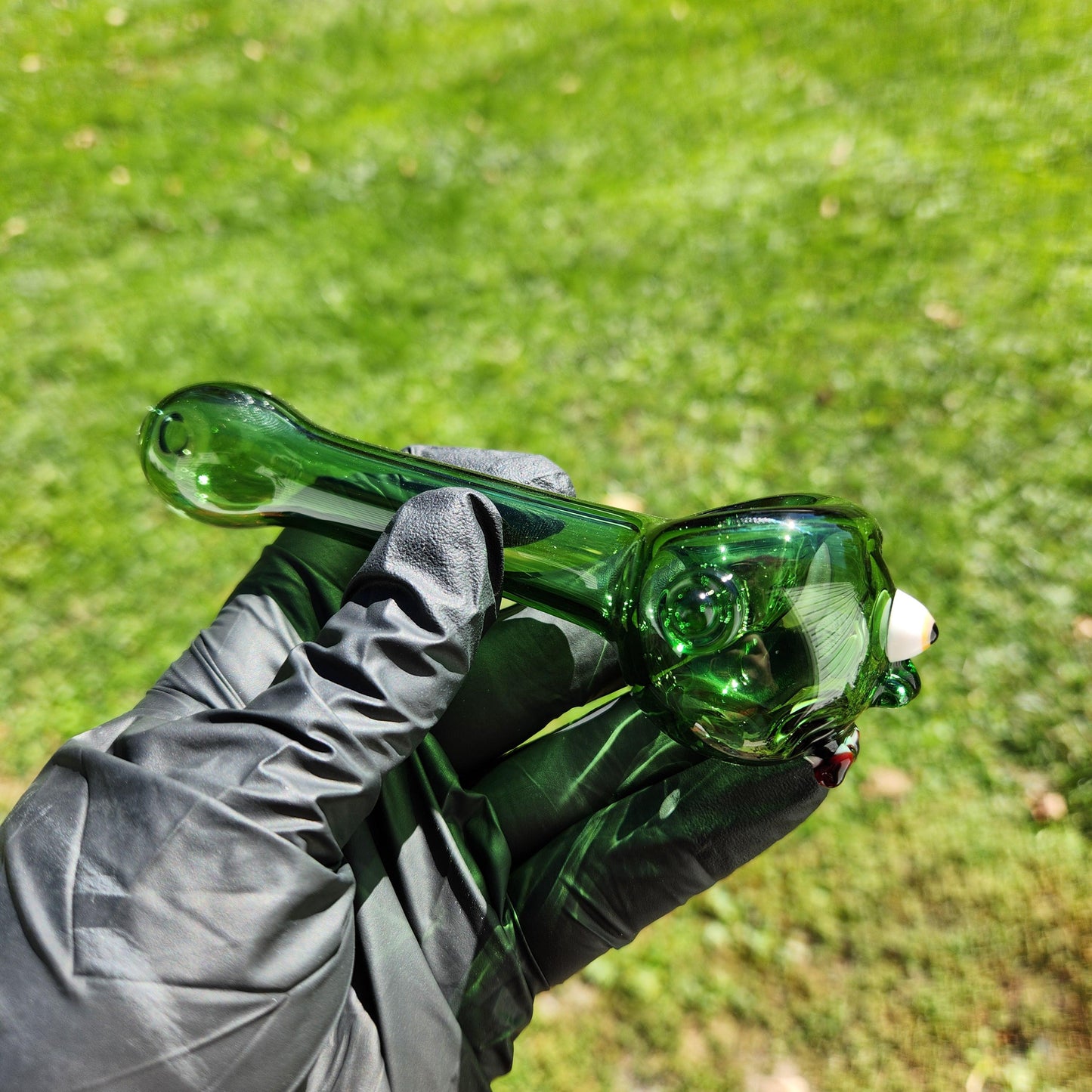 Zombie Face Glass Pipe | Sculpted Smoking Pipe | Bloody Eye & Brain | Horror Art Piece | 4-5" Hand Blown Glass Bowl
