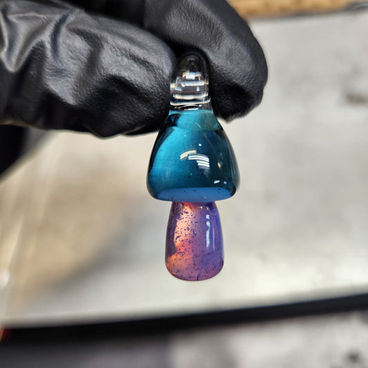 Glass Mushroom Pendant / Mushroom Necklace / Jewelry / Pink / Purple / Blue / Art / Shroom