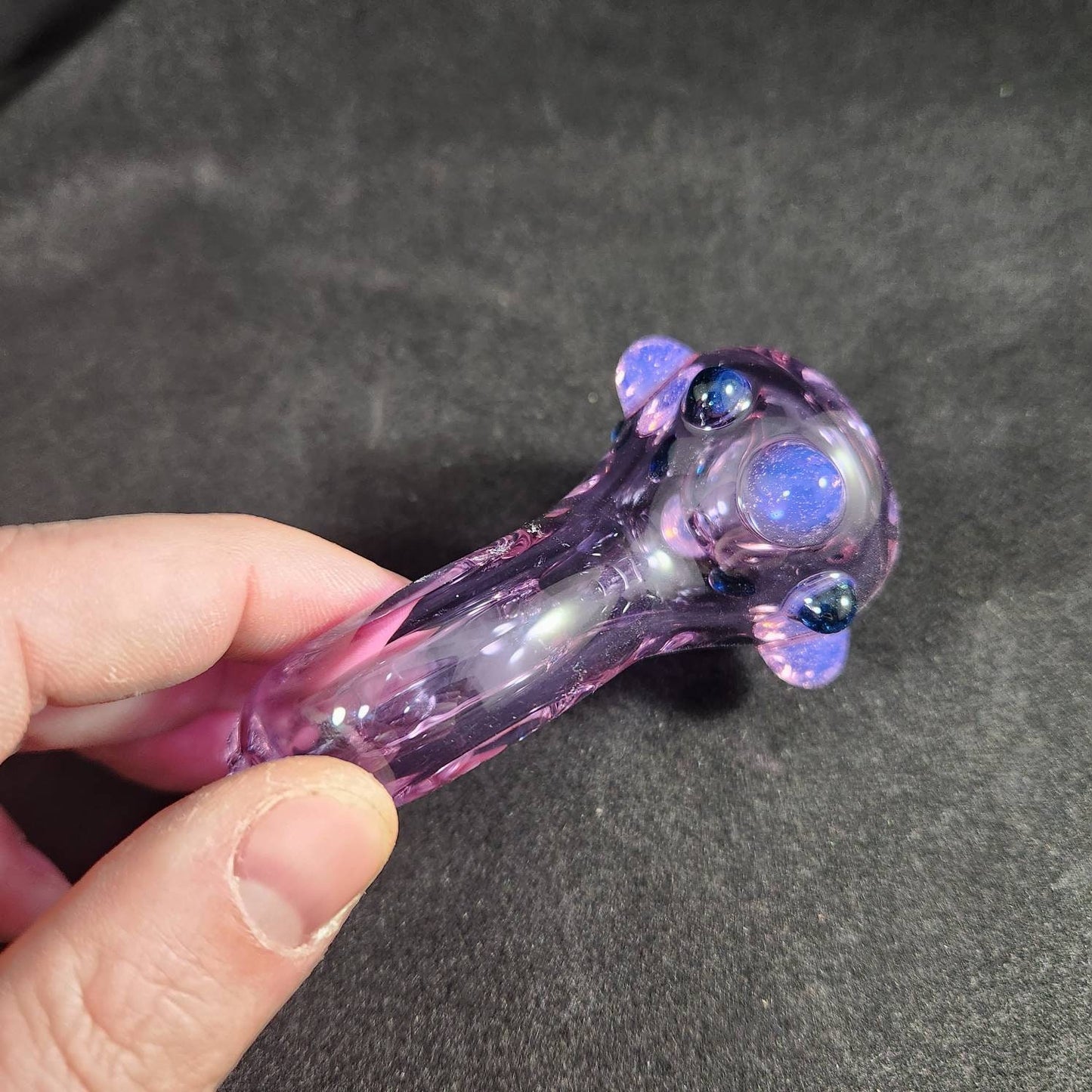 Promise Ring Glass Pipe – Pink Ring Shape with Rainbow Dots – 1” Finger Hole, Only Smoke With You, Couple’s Glass Art
