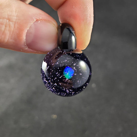 Space Opal Glass Pendant / Glass Necklace / Jewelry / Glass Art / Galaxy Glass