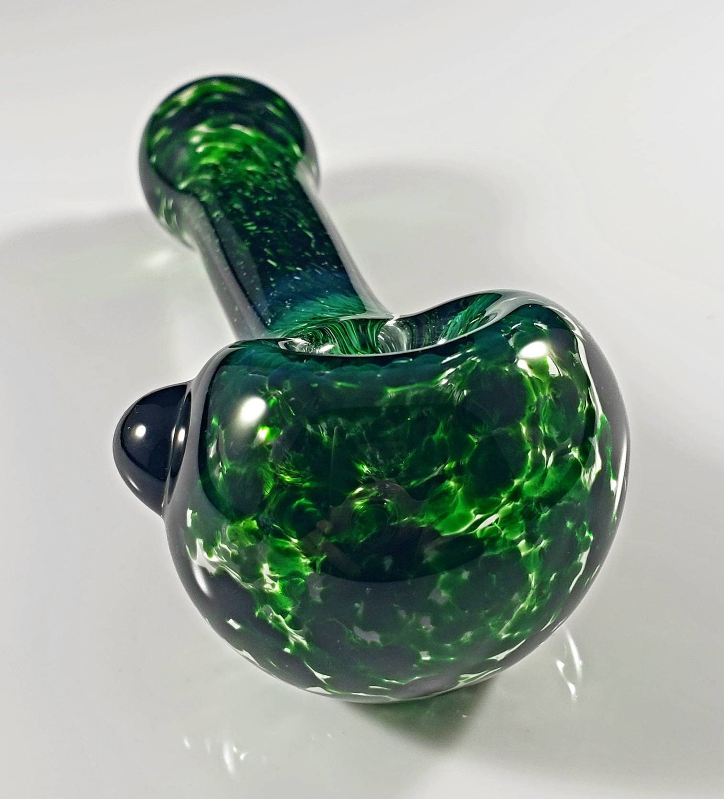 Experimental Green Frit Pipe / Smoking Bowl / Green Glass Pipe / Handmade Glass Pipe / Tobacco Pipe / Hand Pipe / Dark Green Glass