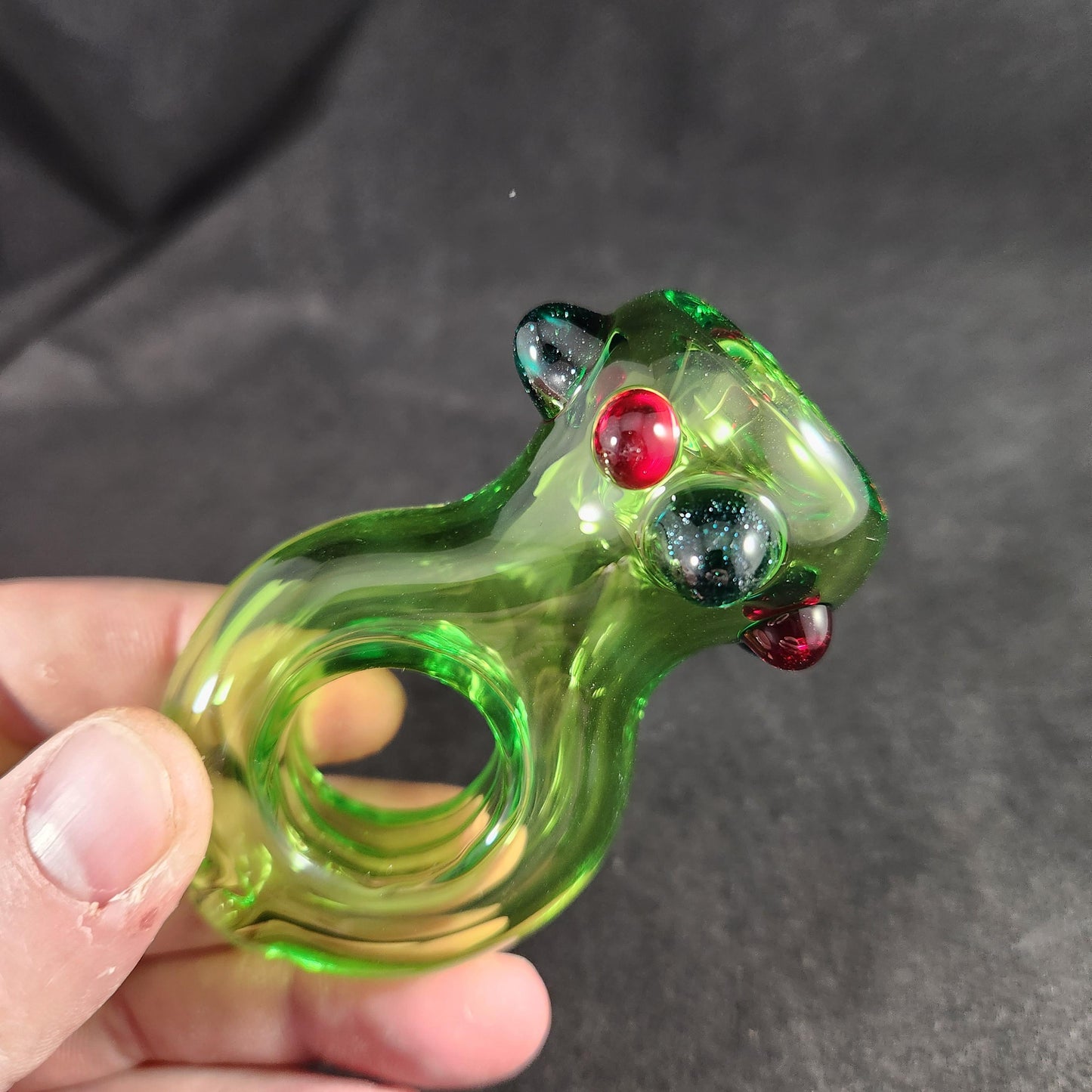 Promise Ring Glass Pipe – Pink Ring Shape with Rainbow Dots – 1” Finger Hole, Only Smoke With You, Couple’s Glass Art