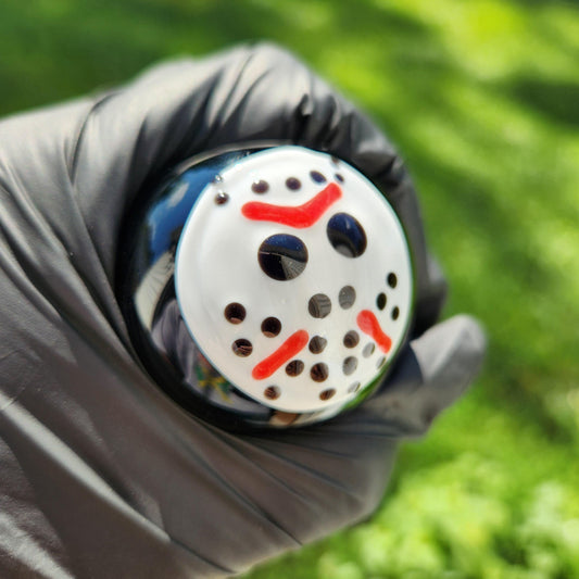 Horror Mask Glass Pipe – Handblown Slasher-Inspired Spoon – Spooky Collector’s Smoking Pipe – Creepy Campfire Vibes – Scary Movie Gift