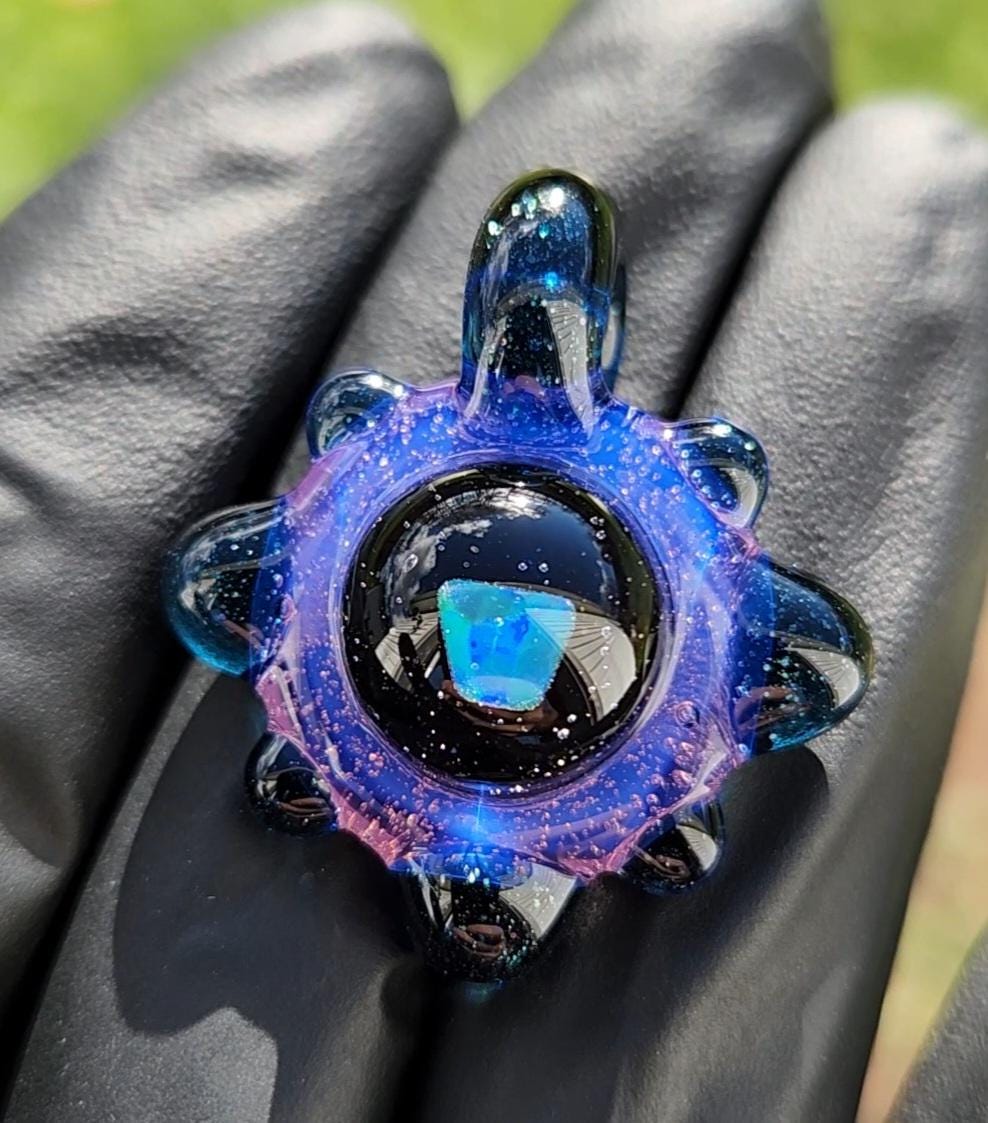 Space Galaxy Opal Necklace / Glass Pendant / Purple Blue / Sparkle Glass / Universe / Stars / Jewelry / Art / Space Glass / Glass Galaxy