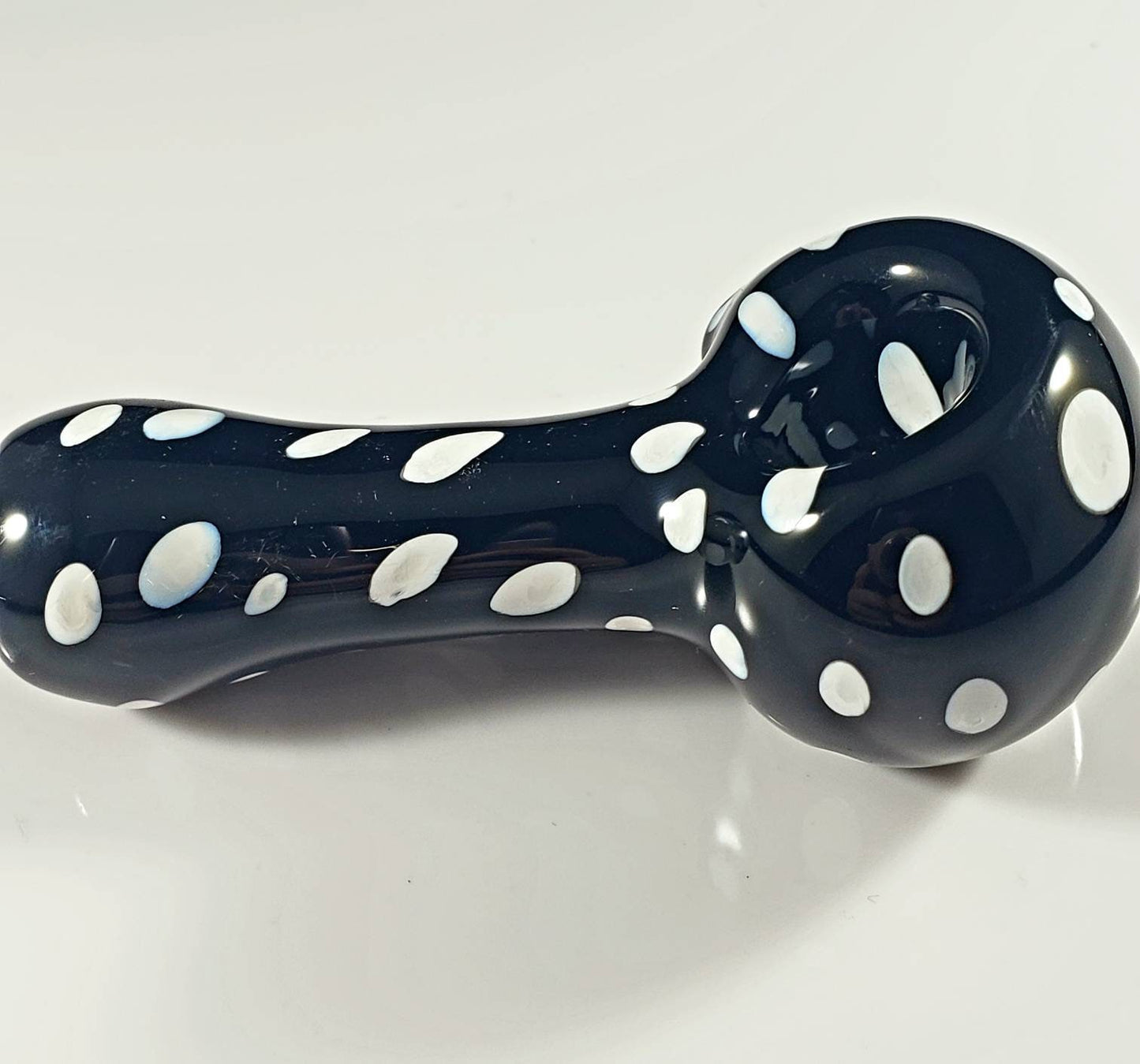 Black Bowl with White Polka Dots / Glass Pipe / Smoking Bowl