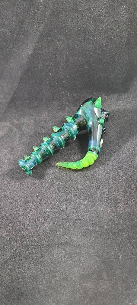 Green Monster Pipe / Green Frit / Glass Smoking Bowl / Heady / Horn / Eye