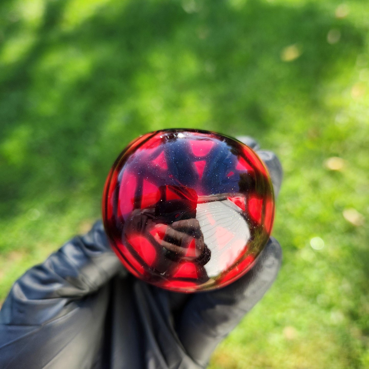 Red Web Glass Pipe – Handblown Spoon with Black Web Design – Heroic Vibes – Super Style Pipe – Comic-Inspired Art Glass Gift