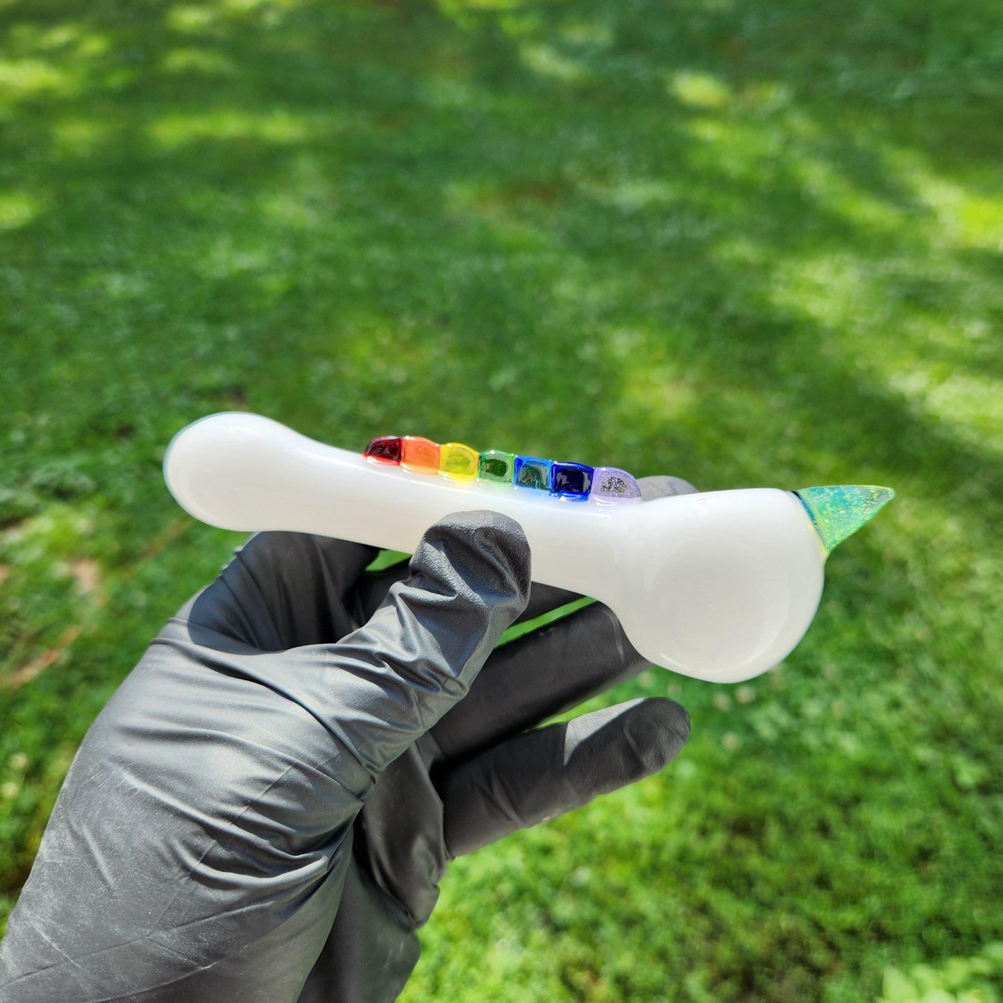 Unicorn Glass Pipe / Unicorn Bowl / Glass Pipe / Smoking Bowl / White / Green / Purple / Pride / Rainbow