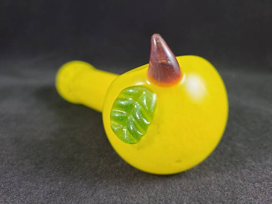 Lemon Pipe / Fruit Glass / Yellow Frit Glass / Glass Smoking Bowl / Leaf