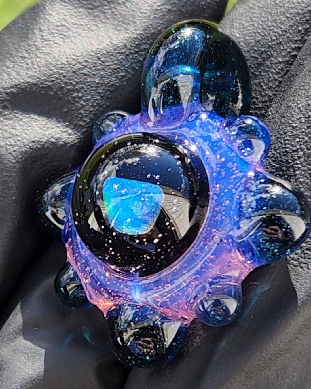 Space Galaxy Opal Necklace / Glass Pendant / Purple Blue / Sparkle Glass / Universe / Stars / Jewelry / Art / Space Glass / Glass Galaxy