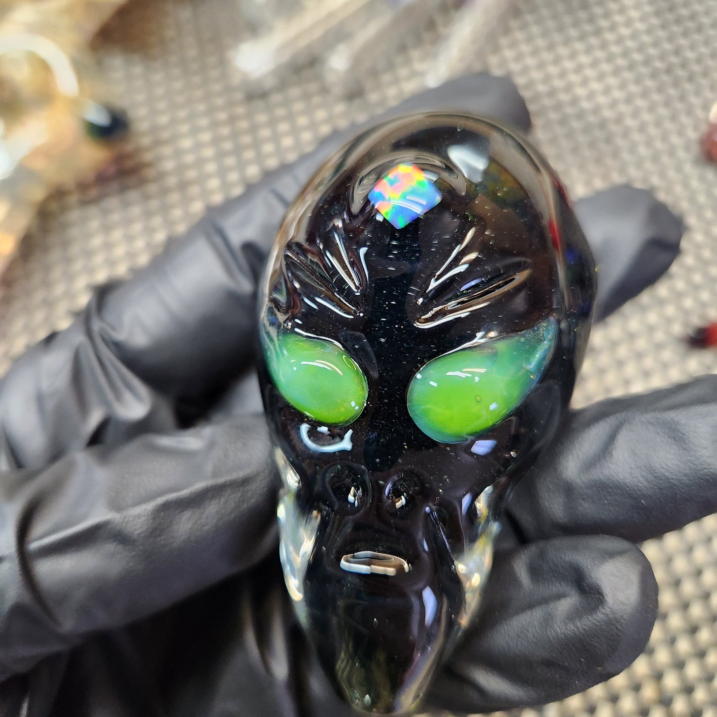 Alien Head Pipe / Galaxy Black Glass / Alien Glass / Space Galaxy / UFO / Ancient Aliens / Smoking Bowl