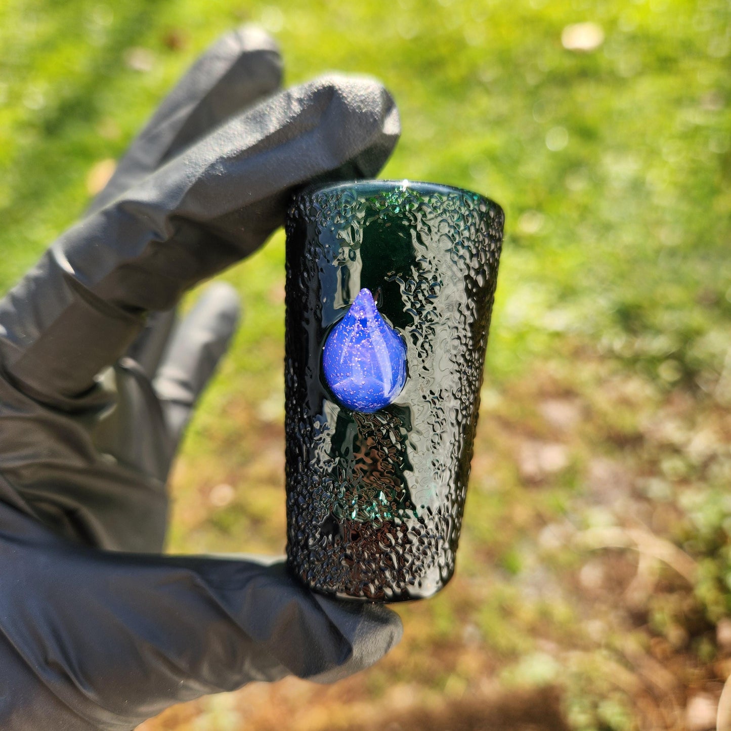 Handmade Monster Shot Glass • Reptile Skin Texture • Sculpted Horn • Custom Colors • Unique Glass Shot Glass Gift