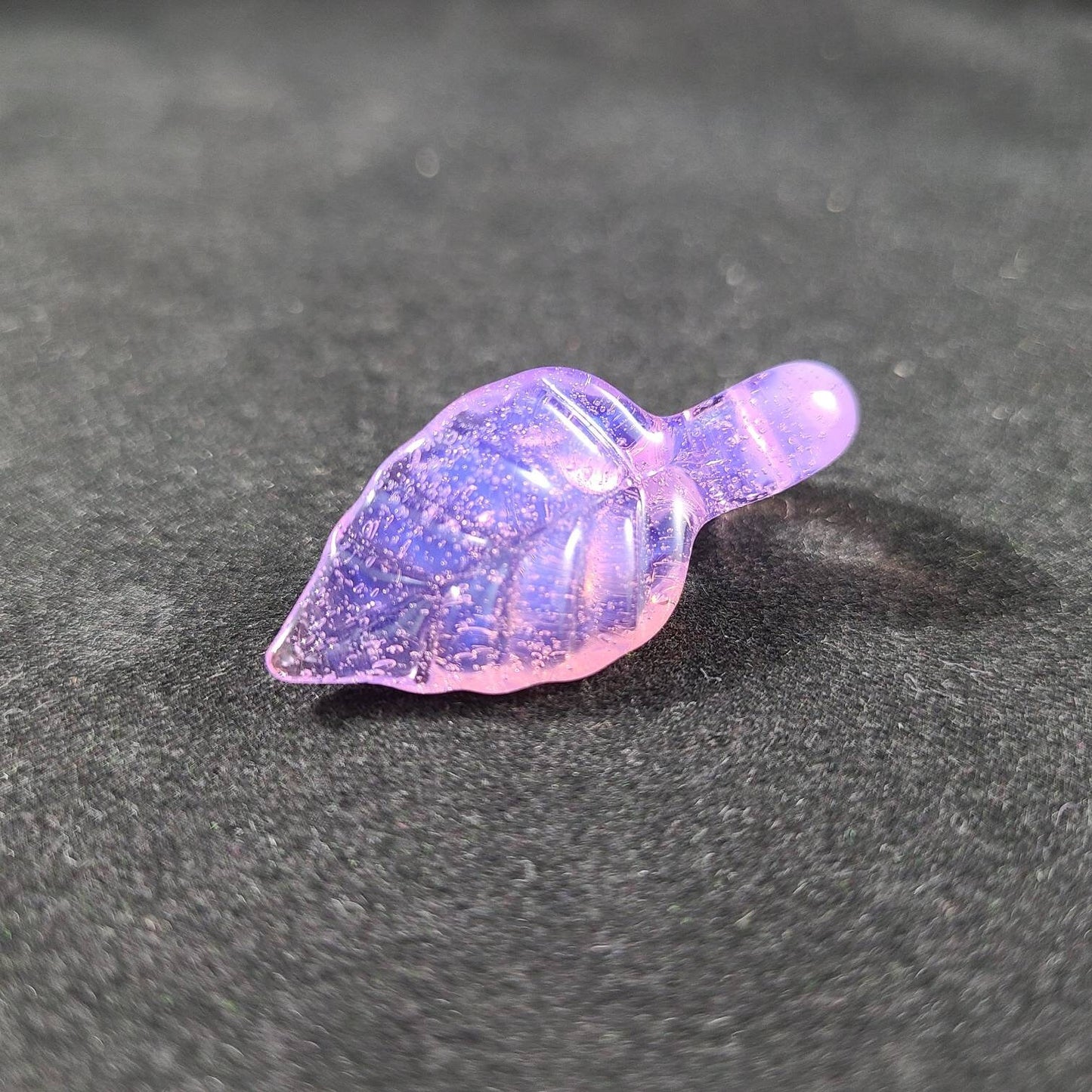 Purple Pink Slime Glass Leaf Pendant | 1" Wavy Hand Blown Leaf Necklace | Glossy Drippy Look | Nature-Inspired Glass Art | Suede Cord