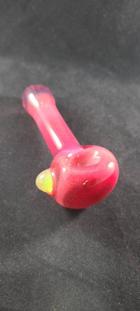 Pink Red Frit Glass Pipe | 4-5" Hand Blown Smoking Bowl | Vibrant Color Shift | Unique Artistic Glass Pipe
