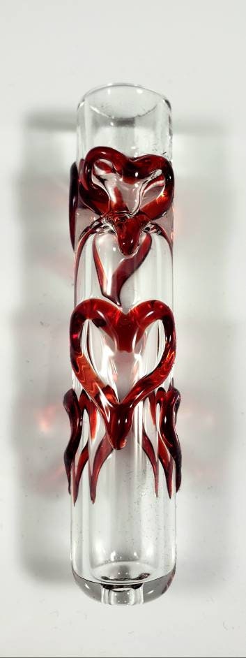 Heart Glass Pipe / Handmade Glass / Cute Glass Smoking Pipe / Valentine Glass / Heart Bowl / Glass Pipe / Smoking Bowl / Heart / Red / Clear