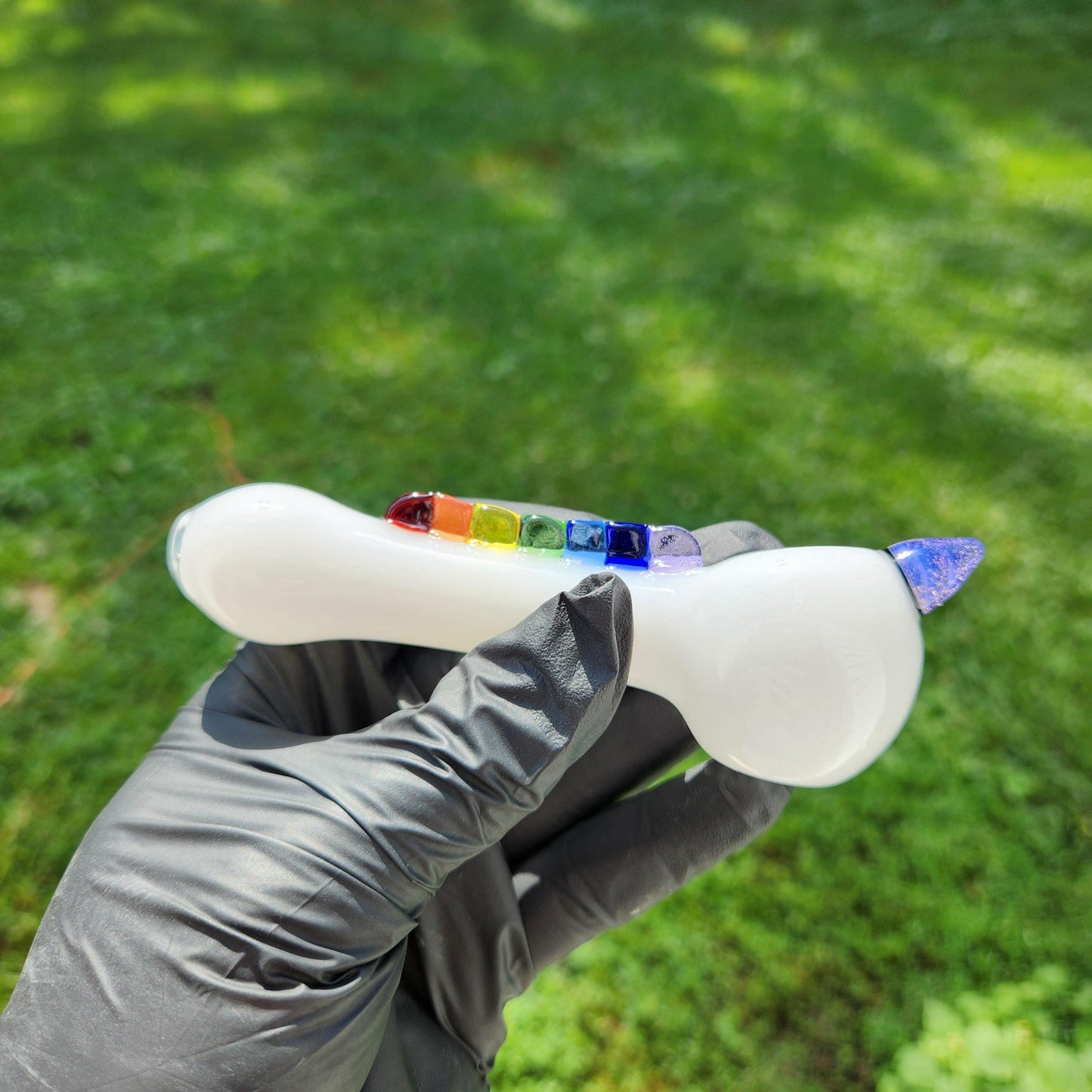 Unicorn Glass Pipe / Unicorn Bowl / Glass Pipe / Smoking Bowl / White / Green / Purple / Pride / Rainbow