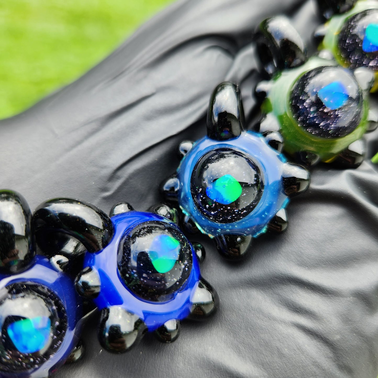 Space Galaxy Opal Necklace /Glass Pendant / Purple /Blue / Rainbow Glass / Universe / Stars / Jewelry / Art / Space Glass / Glass Galaxy