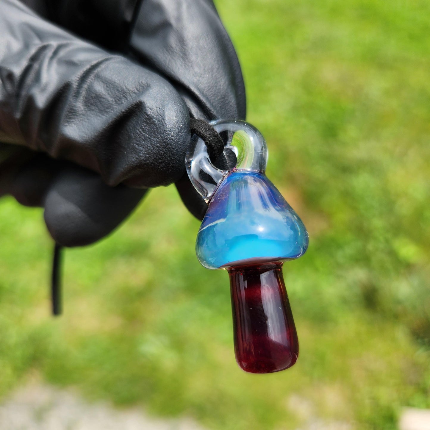 Custom Mushroom Pendant – Build Your Own Color Combo! Rainbow Cap & Stem Options – Handmade Glass Charm on Suede Necklace