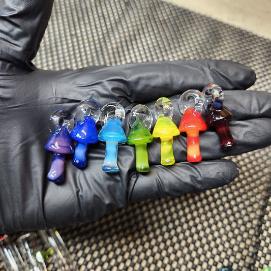 Glass Mushroom Pendant / Mushroom Necklace / Jewelry / Green / Purple / Art / Shroom / Rainbow / Fungi / Shroomie