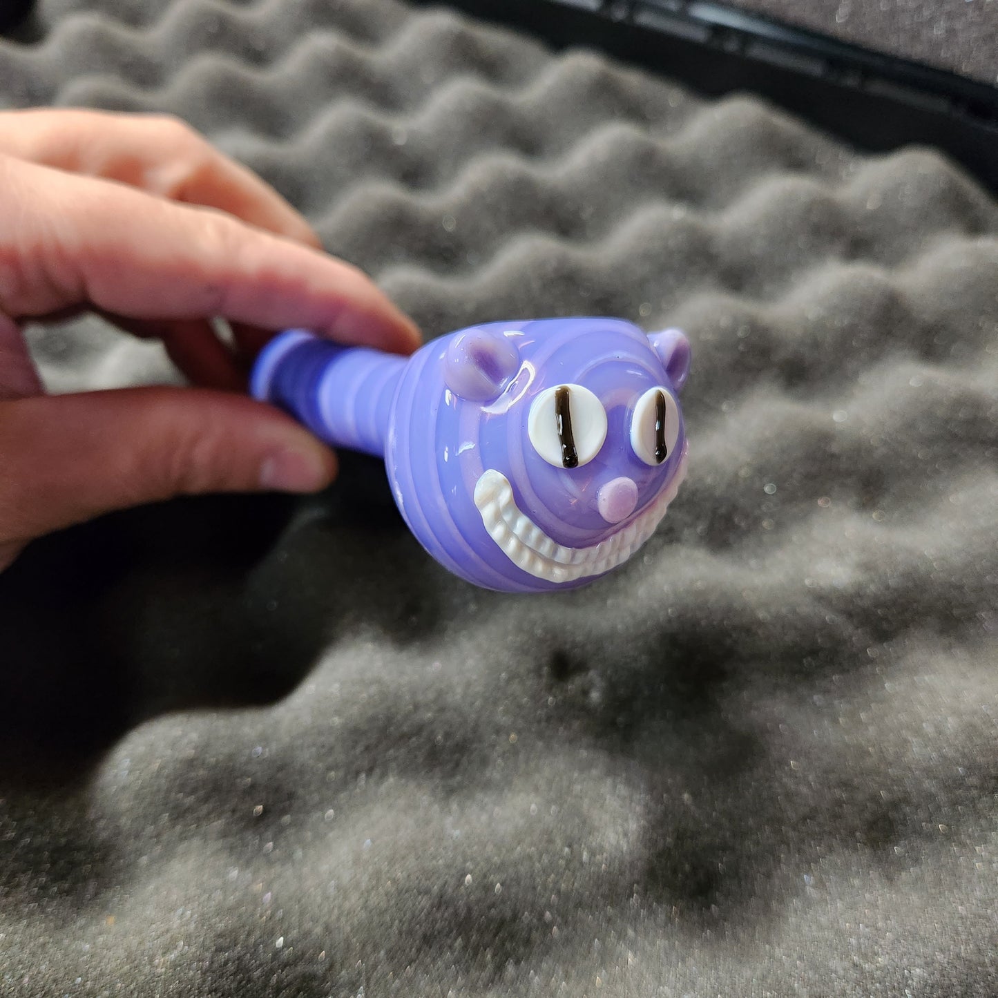Cheshire Cat Pipe / Glass Smoking Pipe / Kitty / Animal / Pet / Wonderland / Smoking Bowl / Purple / Pink / Pink Pipe / Alice