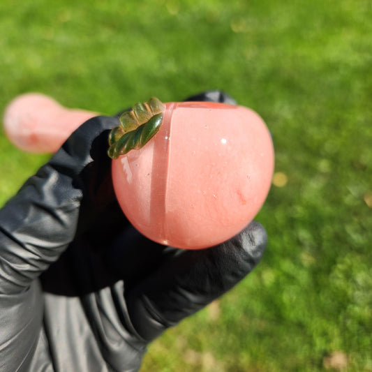 Handmade Peach Glass Pipe / Peachy Pipe / Pink Bowl / Fruit Pipe / Glass Pipe / Smoking Bowl / Frit Pipe / Peach / Pink / Pink Pipe / Girly